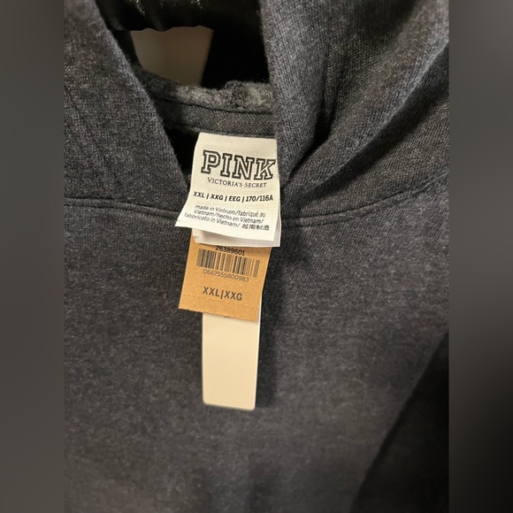 Victoria’s Secret PINK “Campus Charcoal Dip Dye” Tie-Dye Hooded Sweatshirt XXL - Picture 7 of 15